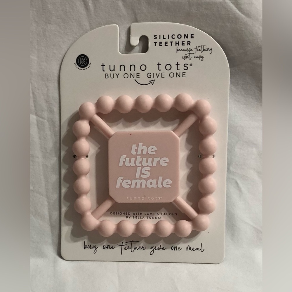 Bella Tunno baby silicon Teether the future is female graphic pink.0+